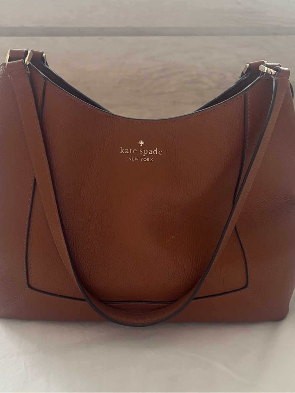kate spade Brown Leather Shoulder Bag with Gold Logo